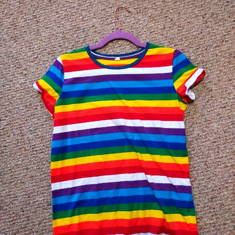 Chucky stripped rainbow shirt
